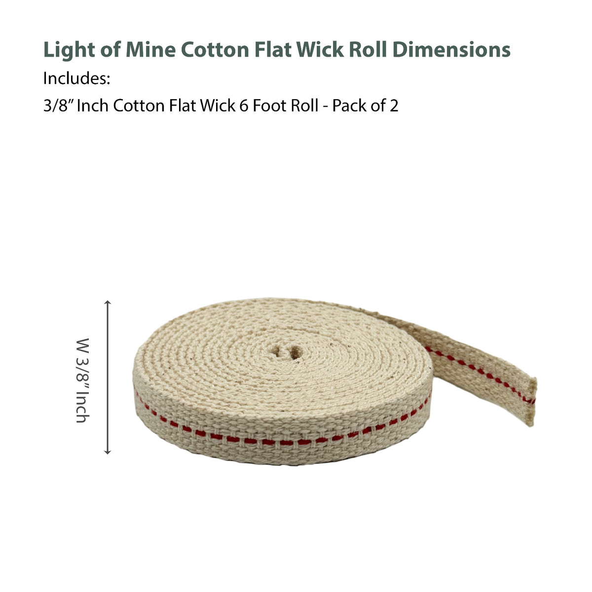 Cotton Wick for Oil Lanterns 3/8 Inch 6 Feet 2 Pack - Indoor Outdoor Use