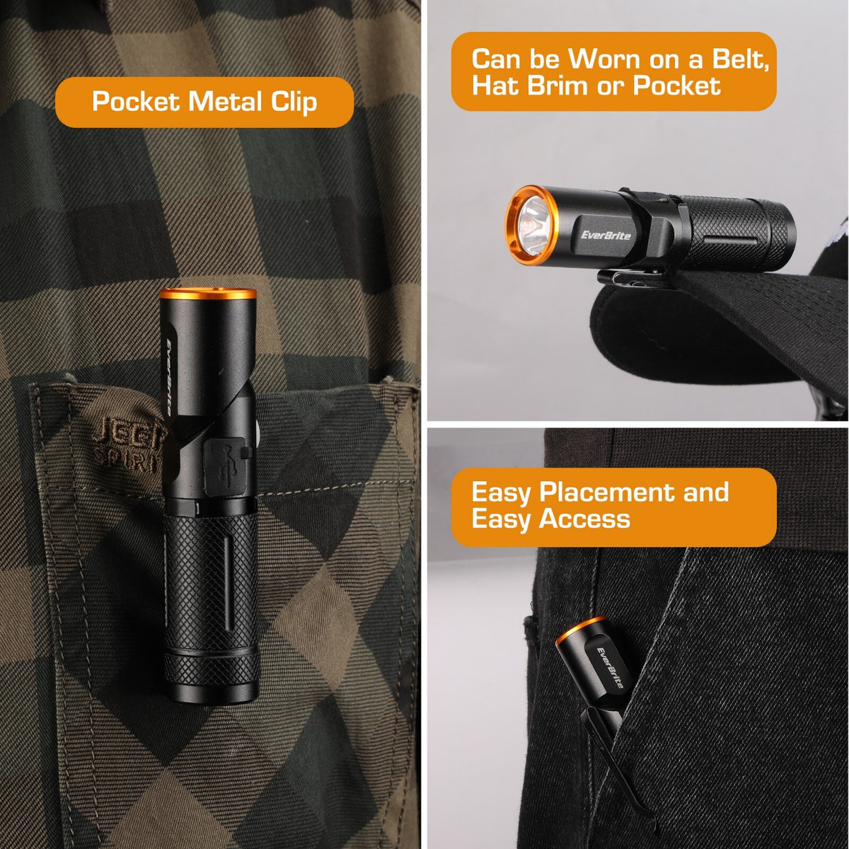 600 Lumens Tactical LED Flashlight with 90° Rotating Head, Magnet & Rechargeable Battery