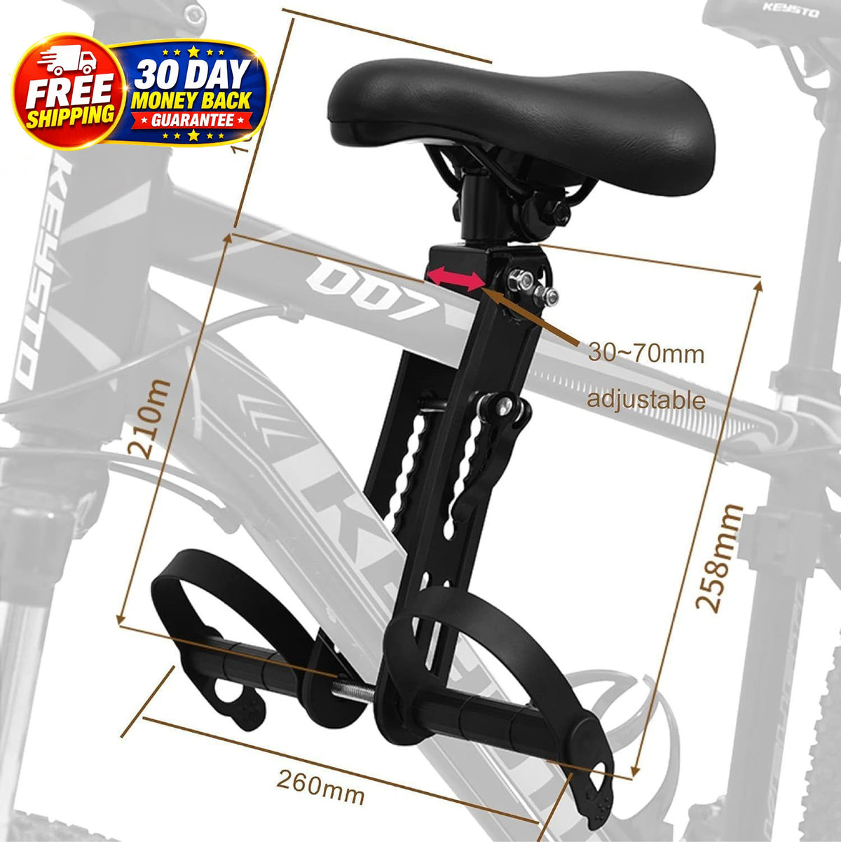 Kids Bike Seat Replacement with Handlebar - Detachable Front Mount for Mountain Biking