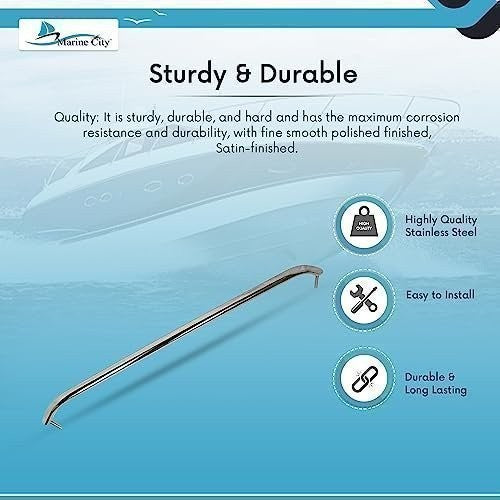 30-Inch Stainless Steel Boat Handle Grab Bar with Flange for Yachts & Marine Use