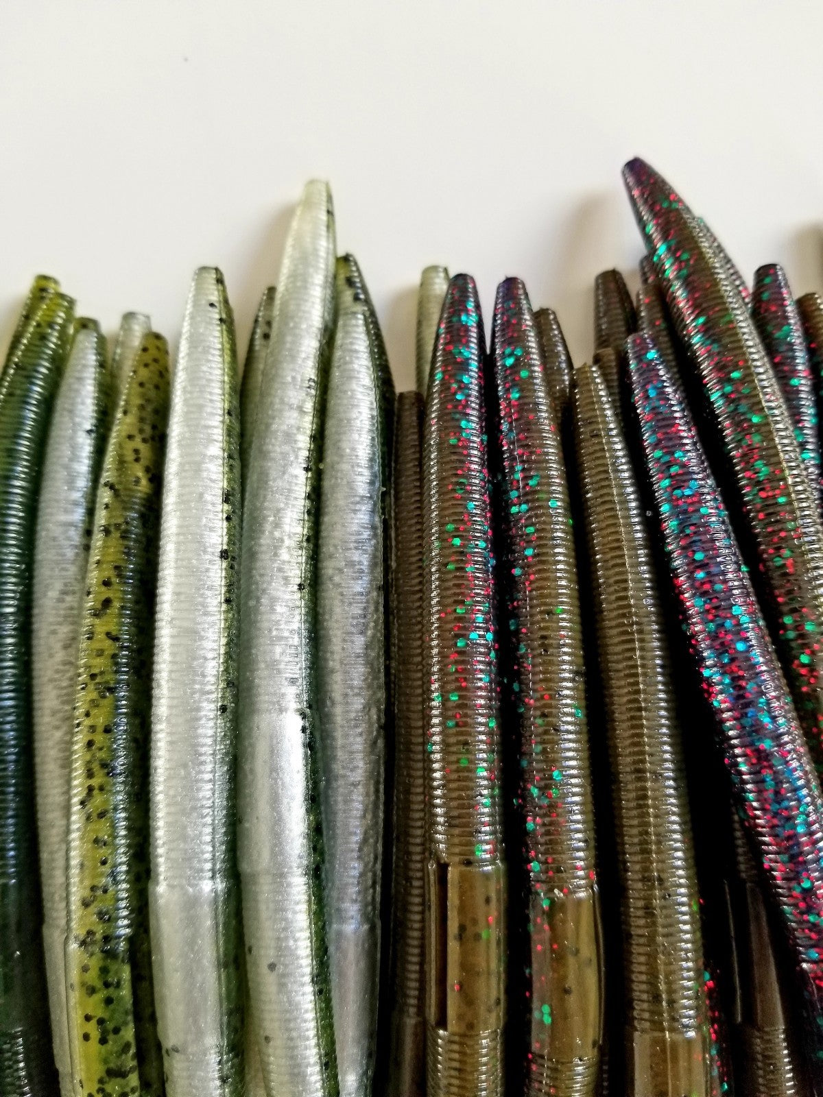Soft Plastic Bass Worms 50 Pack - Senko Style Fishing Lures with 5 Colors