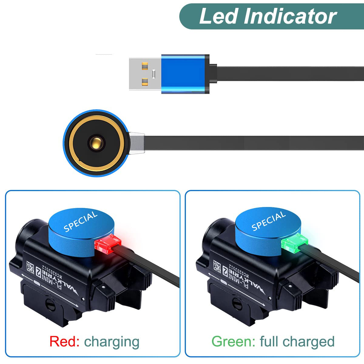 USB Charging Cable for Olight Flashlights - Arkpro, Arkfeld, Baldr Pro, Obulb Pro