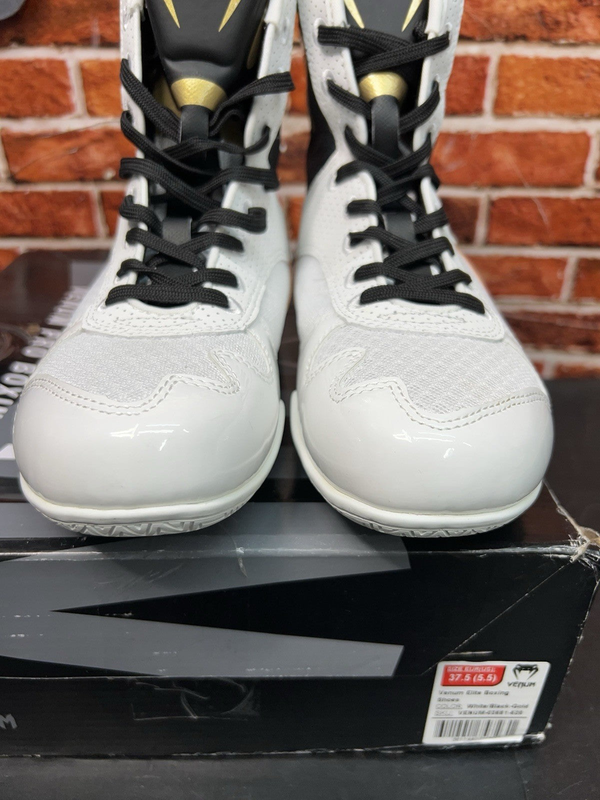 Lightweight Boxing Shoes for Men Women - White Black Gold Size 5.5 US