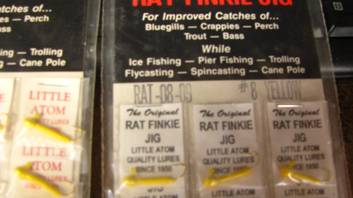 Little Atom Rat Finkie Jigs 24 Pack Size 8 Yellow Ice Fishing Tackle