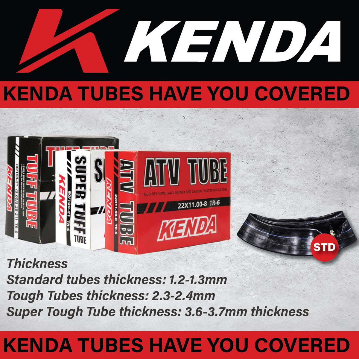275/300-12 Motorcycle Inner Tube with Straight Valve and Keychain