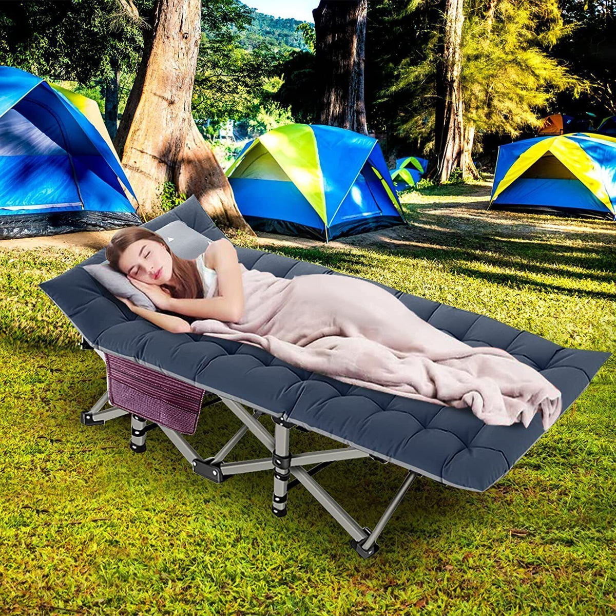 Heavy Duty Portable Camping Cot Bed for Adults - Foldable & Support Up to 600 lbs