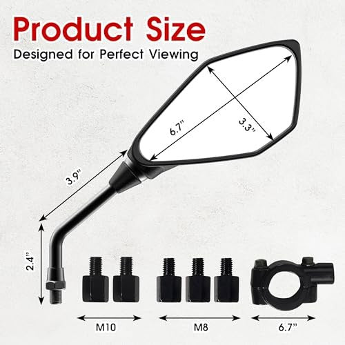 ATV Mirrors for Handlebars - 7/8-Inch Bar Mount, Adjustable Motorcycle Rearview