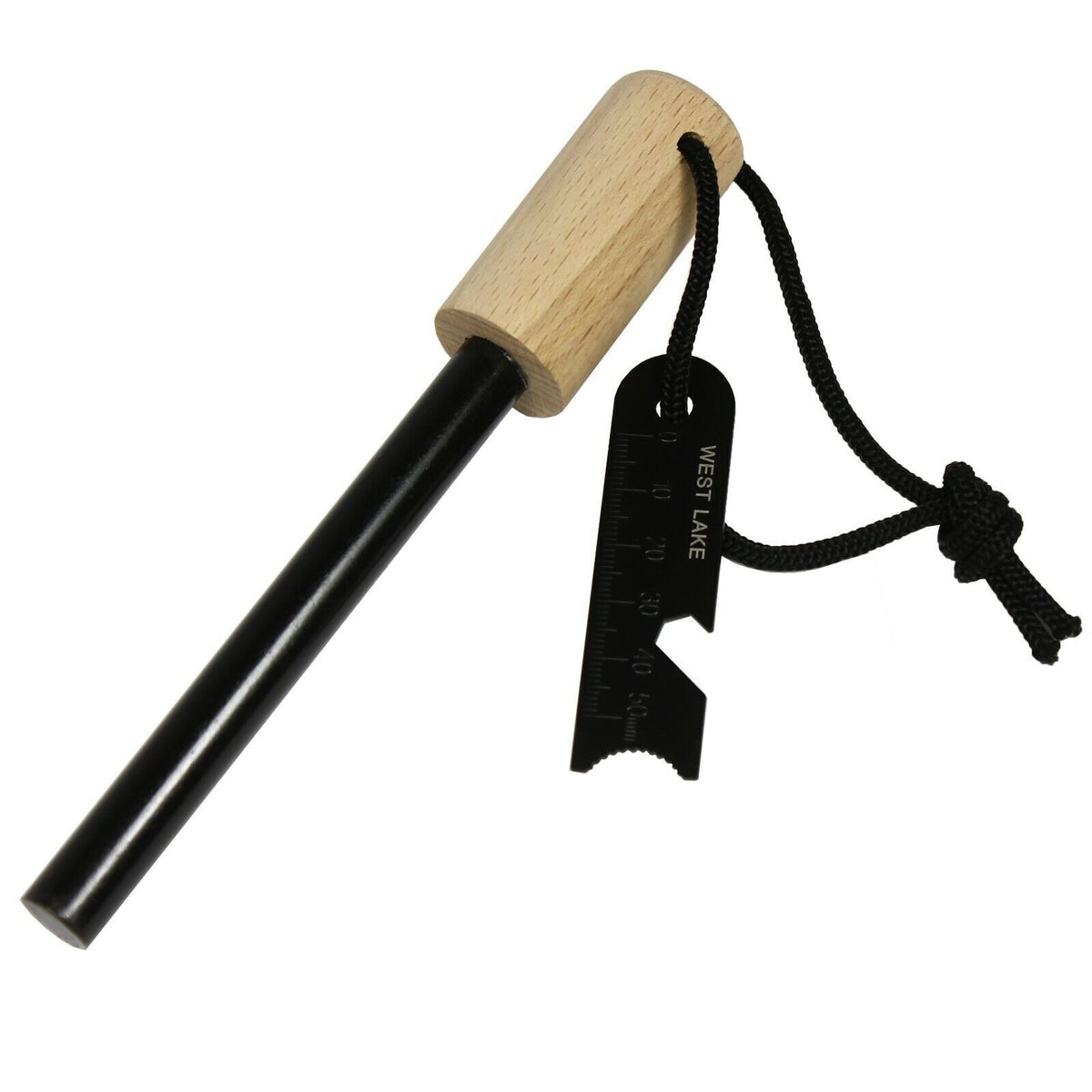 5-Inch Ferrocerium Fire Starter Rod with Handle & Steel Scraper for Camping & Outdoor
