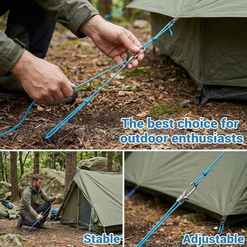 Retractable Rope Tie Down Hooks with Cam Buckle for Cargo & Camping