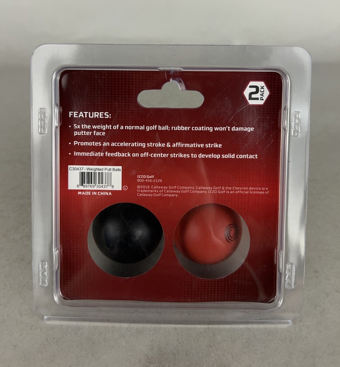 Golf Practice Putt Balls Red Black 2 Pack - Weighted Training Aid
