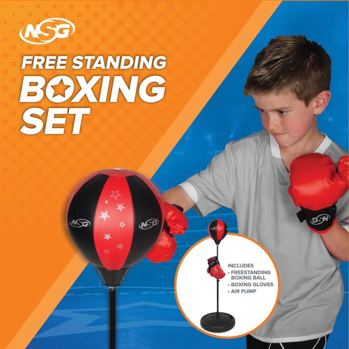 Kids Adjustable Freestanding Punching Bag & Boxing Gloves Set