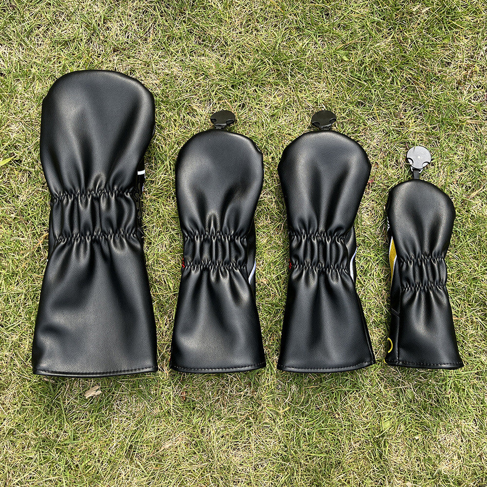 Golf Club Head Covers Set - Wood, Driver, Fairway, Hybrid, PU Leather