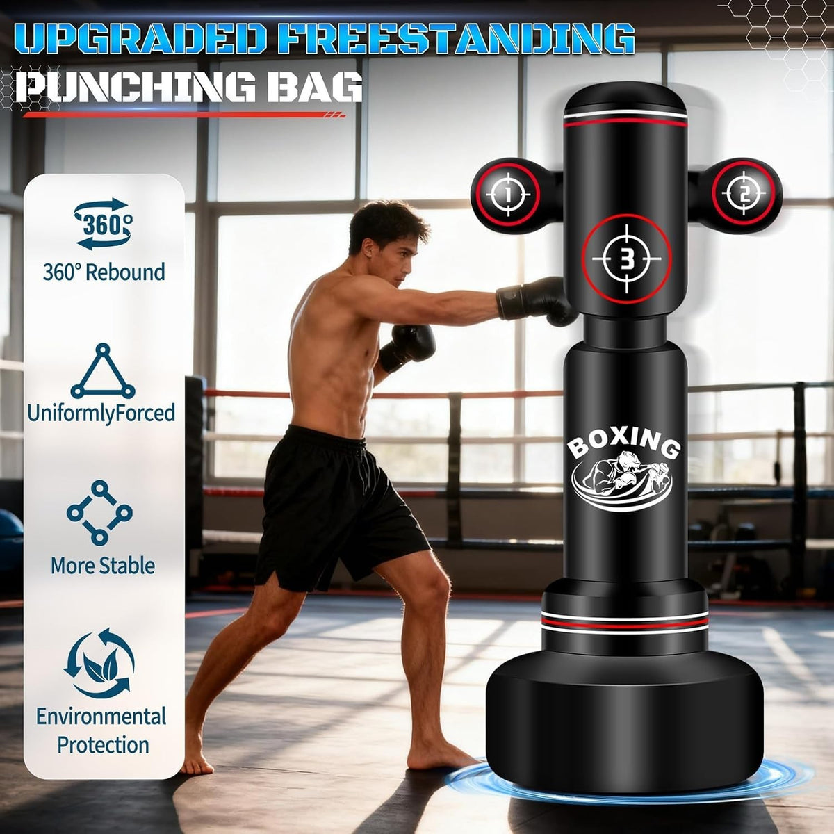 Heavy Freestanding Punching Bag for Adults with Gloves - 70 Inches