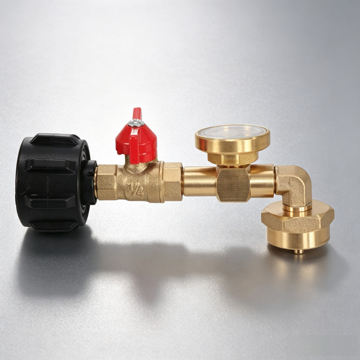 Propane Refill Adapter with Gauge and Control Valve for 1lb to 20lb Tanks