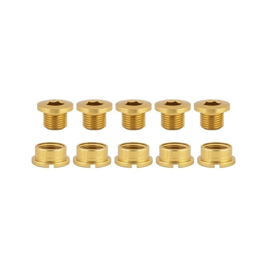 Single-Ring Chainring Bolts Set - Alloy, Gold, Durable Steel