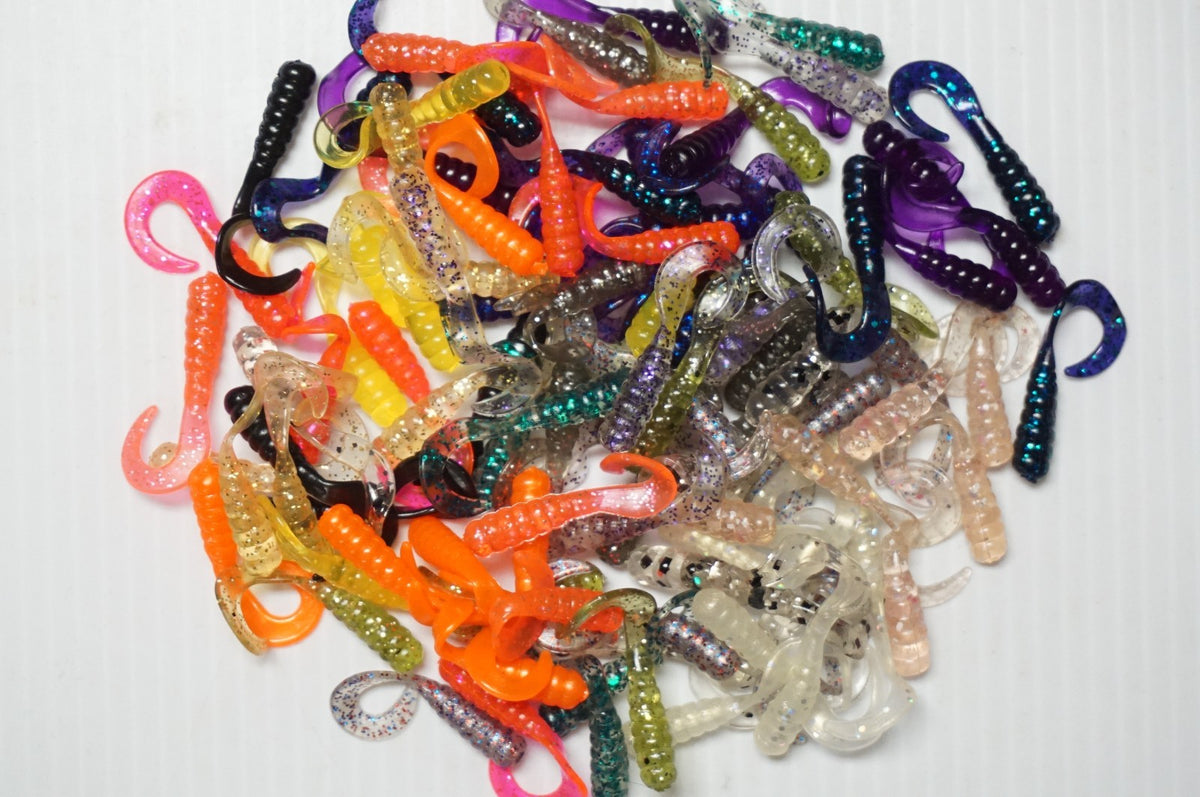 100pcs 1.5-Inch Curly Tail Grubs Soft Plastic Fishing Lures for Crappie Bream Trout