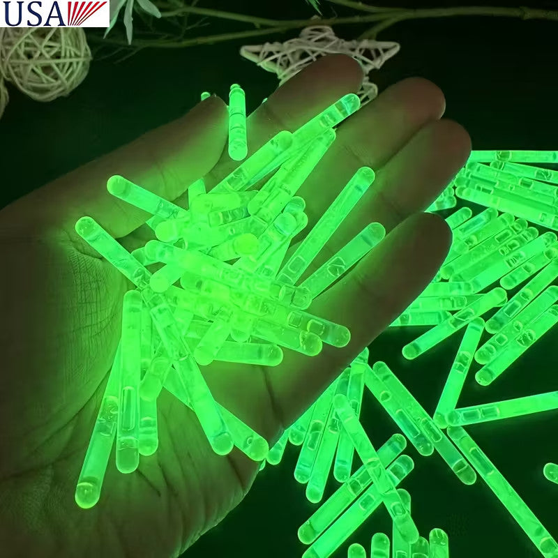 Mini Fluorescent Lightstick Set for Night Fishing - Glow Stick Clips 50Pcs