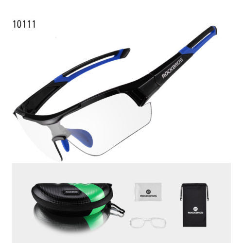 Cycling Photochromatic Goggles UV400 Transparent Glasses Black Blue