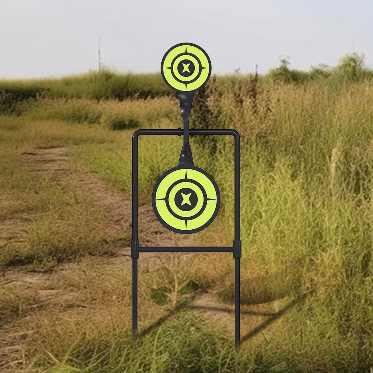 Heavy Metal Double Spinner Shooting Targets - Auto Reset, 3/8" Thick, Durable for Handgun & Rifle Practice
