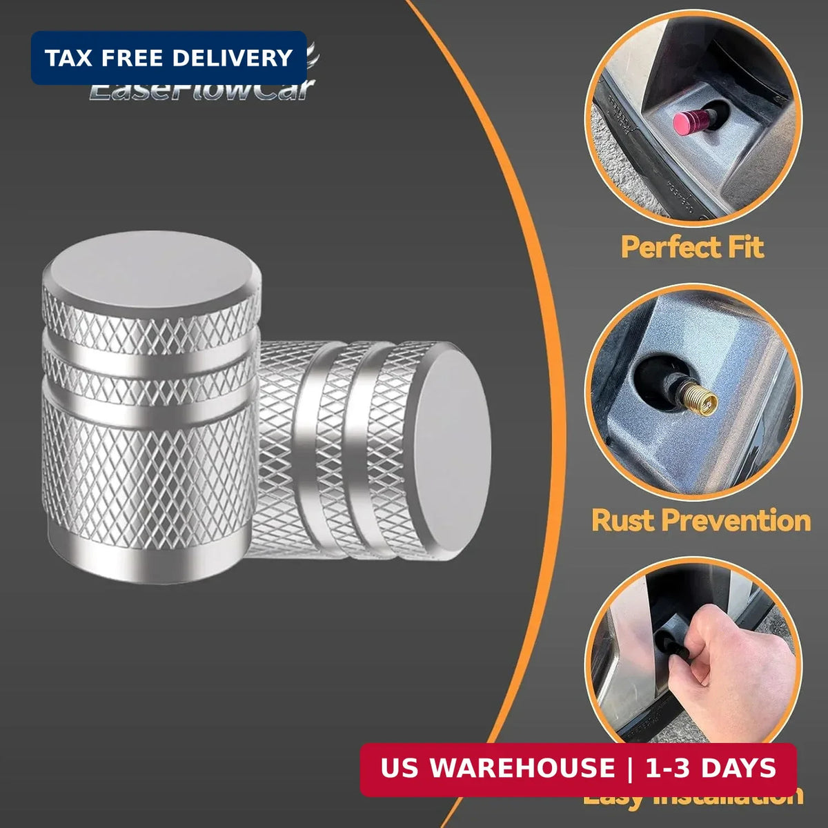 Universal Metal Tire Valve Stem Caps - 6 Pack for Cars, Motorcycles, Bikes, Trucks