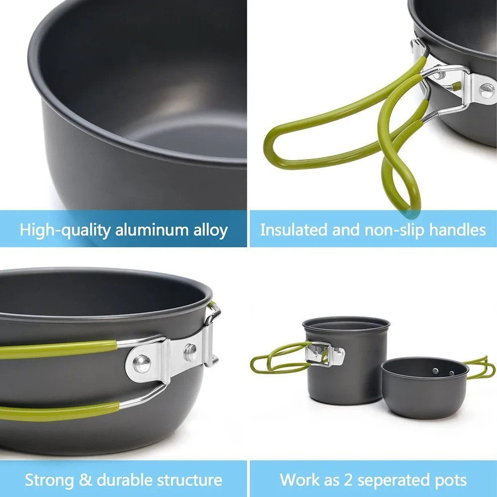Portable Camping Cookware Set for Hiking and Outdoor Cooking