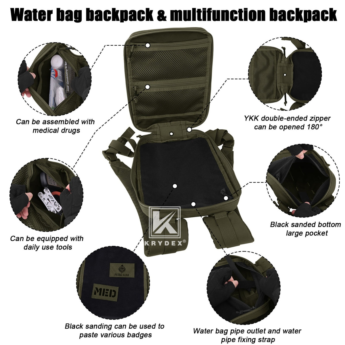 Tactical Hydration Pack with 1.5L Water Bladder and MOLLE Backpack