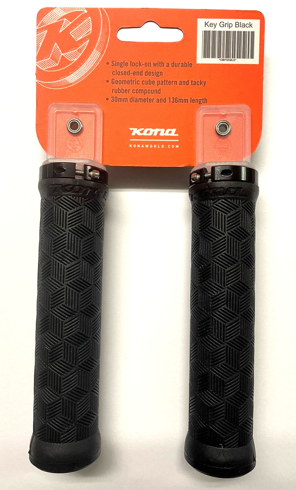 Lock-On Bike Grip Pair - Black with Geometric Pattern, 30mm Diameter