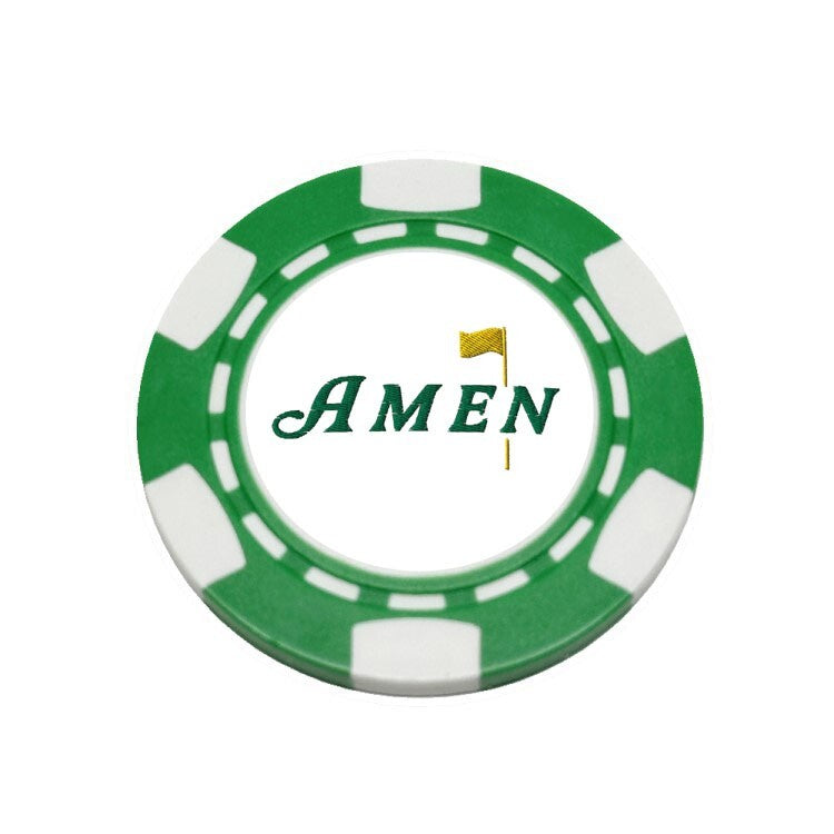 Golf Ball Marker Poker Chip - Augusta Amen Corner Green Clay 1.56"