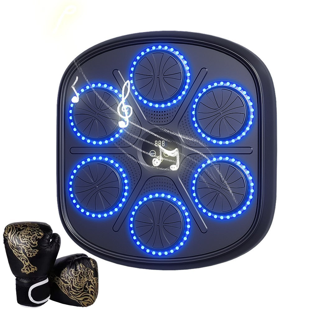 Wall Mount Boxing Training Target with Bluetooth Music and LED Lights - Exercise Machine + Gloves
