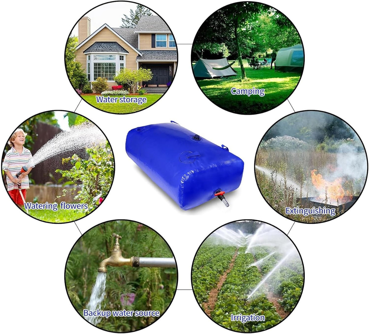 30Gal Collapsible Water Storage Bladder Portable Water Tank for Camping Garden Emergency