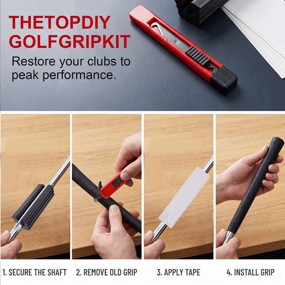Golf Club Grip Kit with Double-Sided Tape and Removal Tools