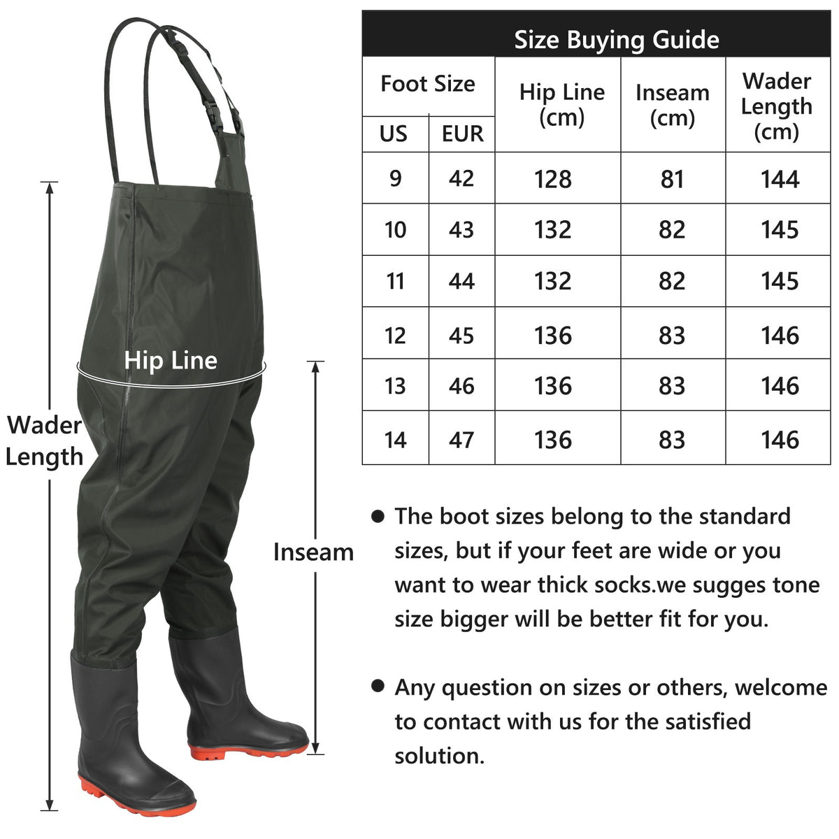 Waterproof Fishing Waders with Boots Men & Women 2-Ply Nylon PVC Chest Gear
