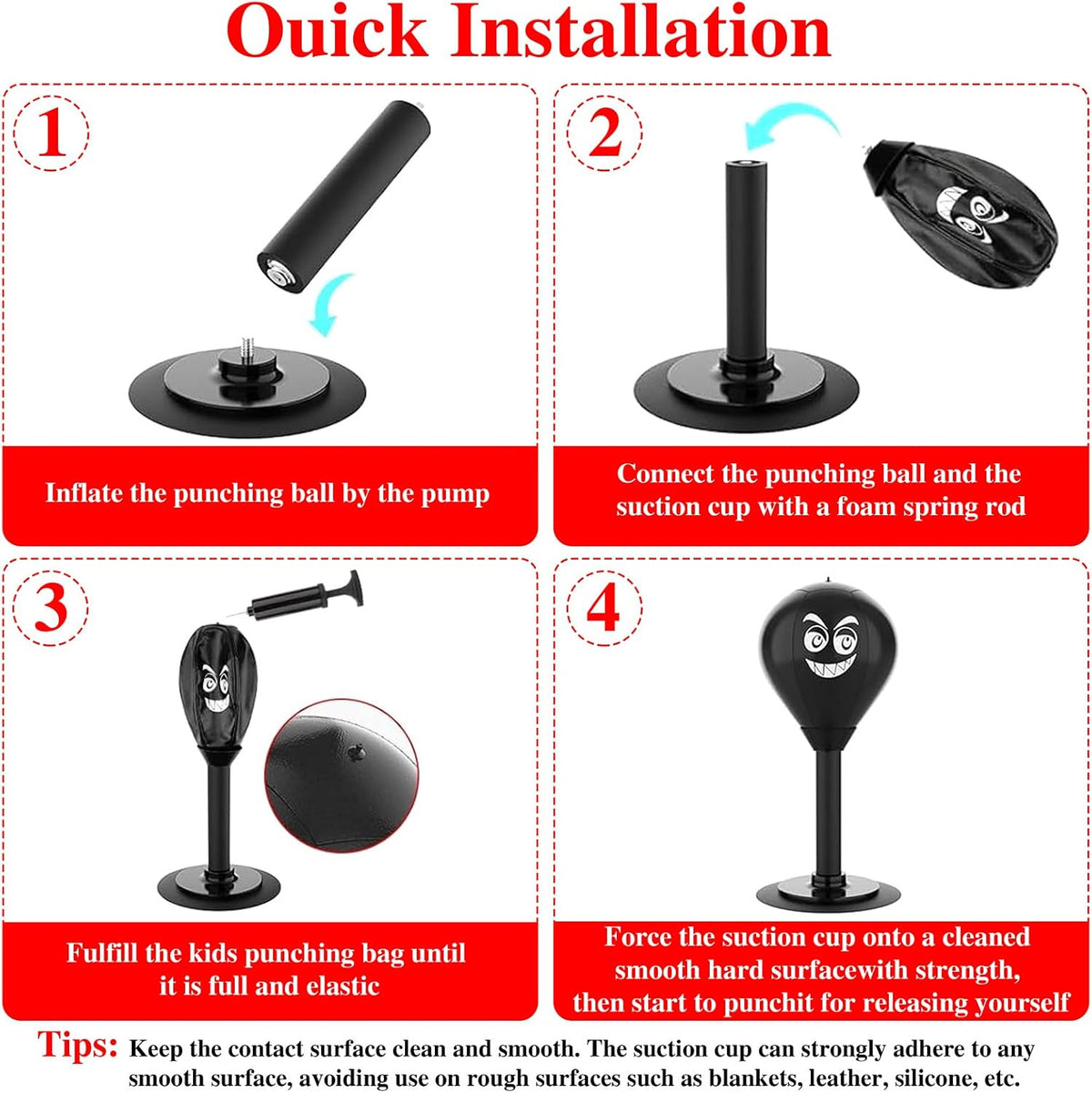 Desktop Punching Bag Set with Pump Reflex Ball and Suction Base - Gift