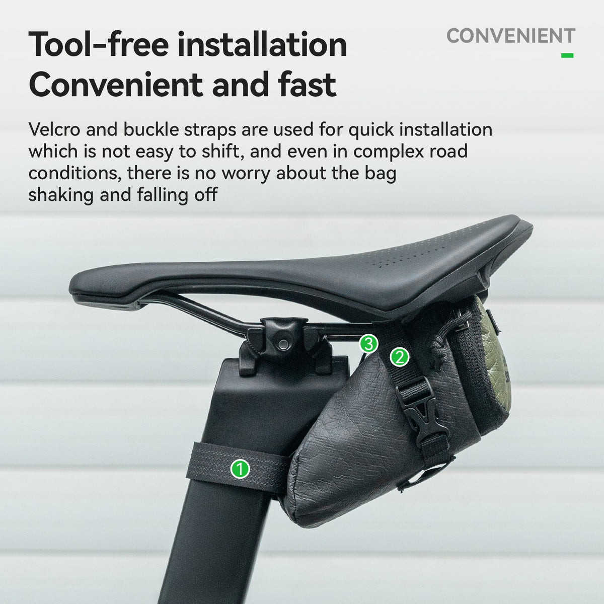 Water-Resistant Bike Saddle Bag with Light Strip - Under Seat Cycling Storage