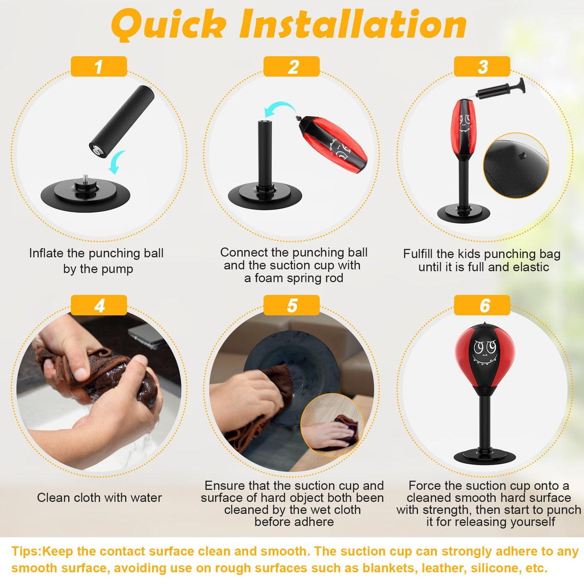 Desktop Punching Bag Stress Relief Toy with Strong Suction Base