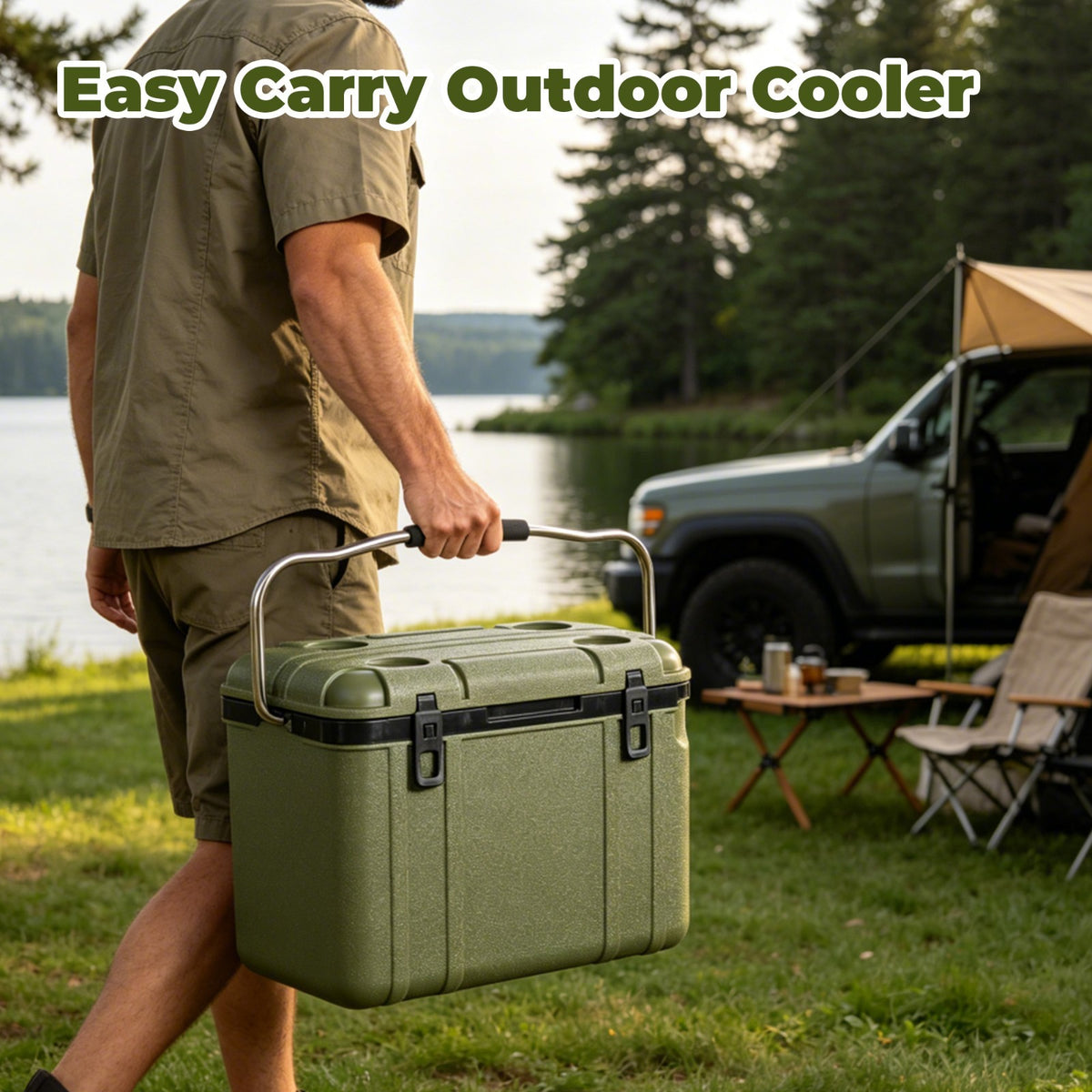 20 Quart Insulated Hard Shell Cooler Box Portable Ice Chest for Camping