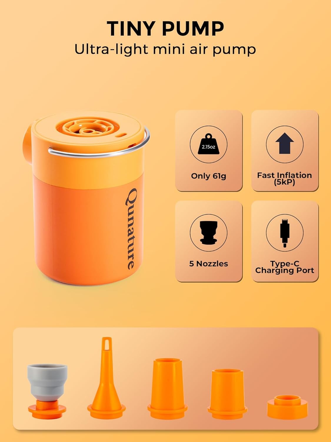 Mini Air Pump Portable Rechargeable Inflatable Pump with Camping Light