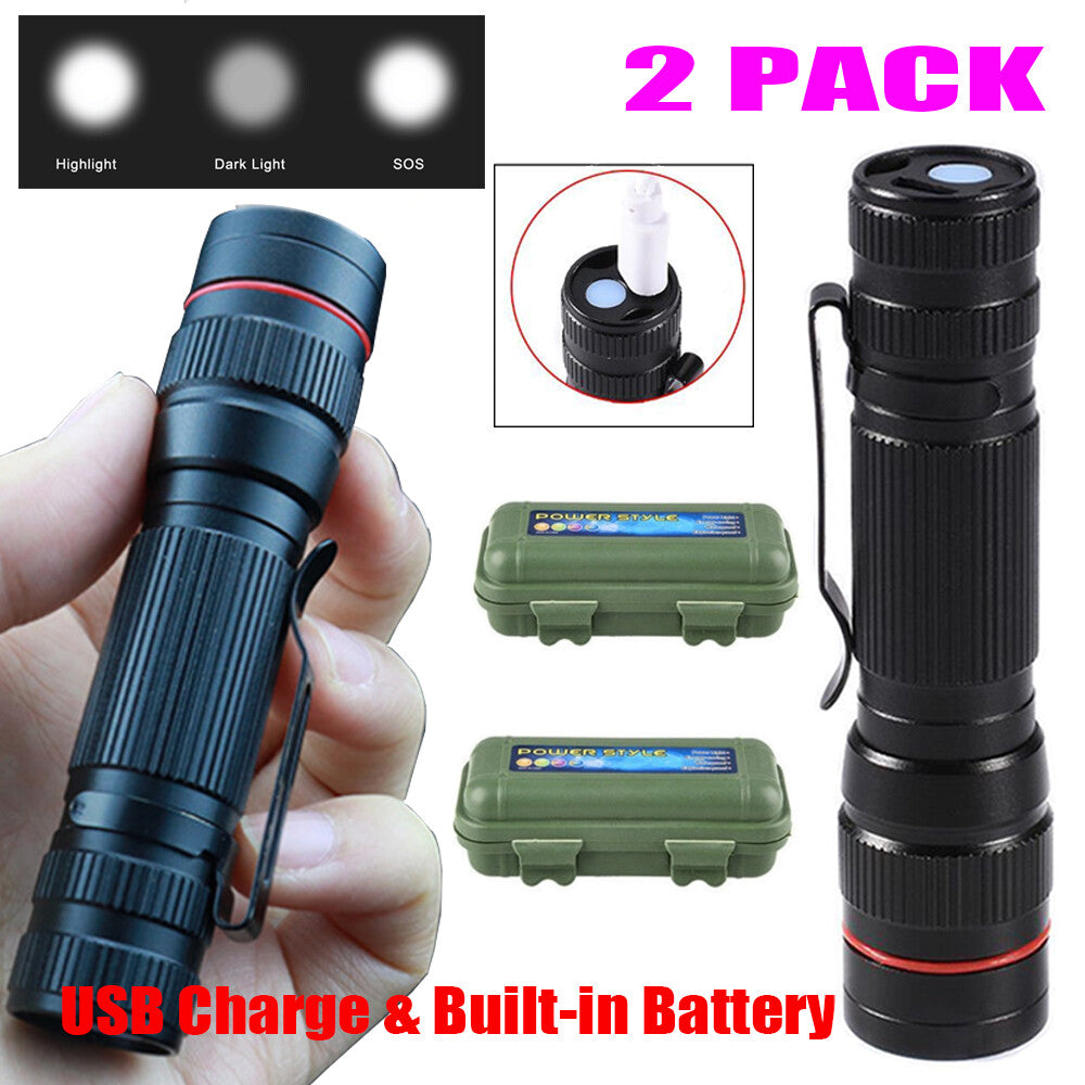 High Power LED Flashlight USB Rechargeable Torch 99000000LM Water Resistant