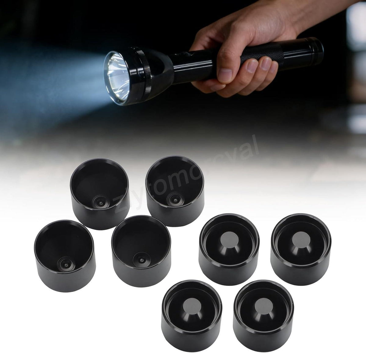 8 Pack Hidden Storage Cups for Maglite C Cell Flashlights - Anodized Aluminum Discreet Compartments
