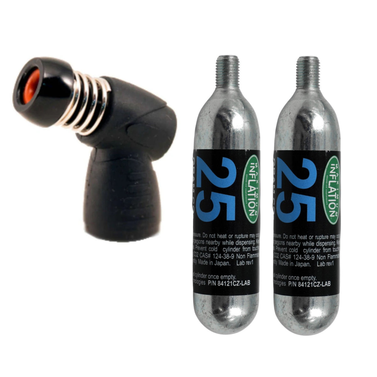 CO2 Inflator Kit with 25g Threaded Cartridges for Bicycle Tire Filling