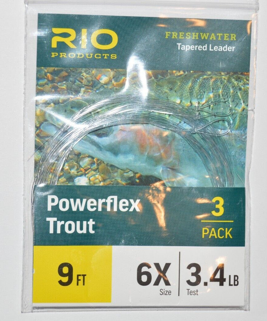 Rio Powerflex Trout Tapered Leaders 9ft 6x 3.4lb | Fly Fishing Leaders