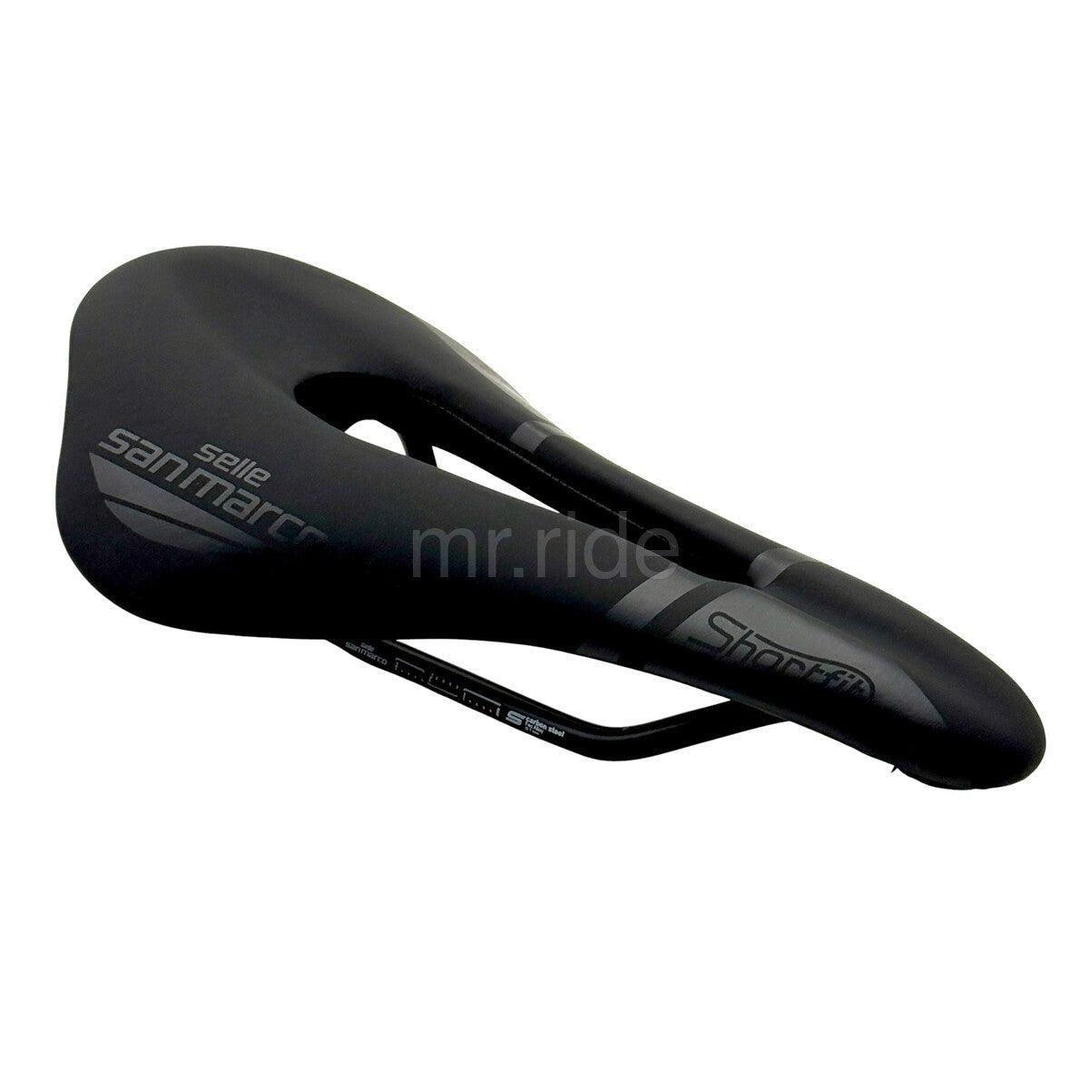 Selle San Marco ShortFit Bike Saddle 145x250mm Open-Fit Carbon Steel Rails Matte Black