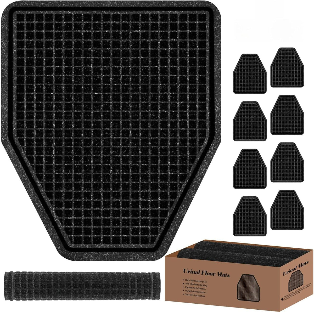8 Pack Urinal Floor Mats Non-Slip Heavy Duty Absorbent Bathroom Pads