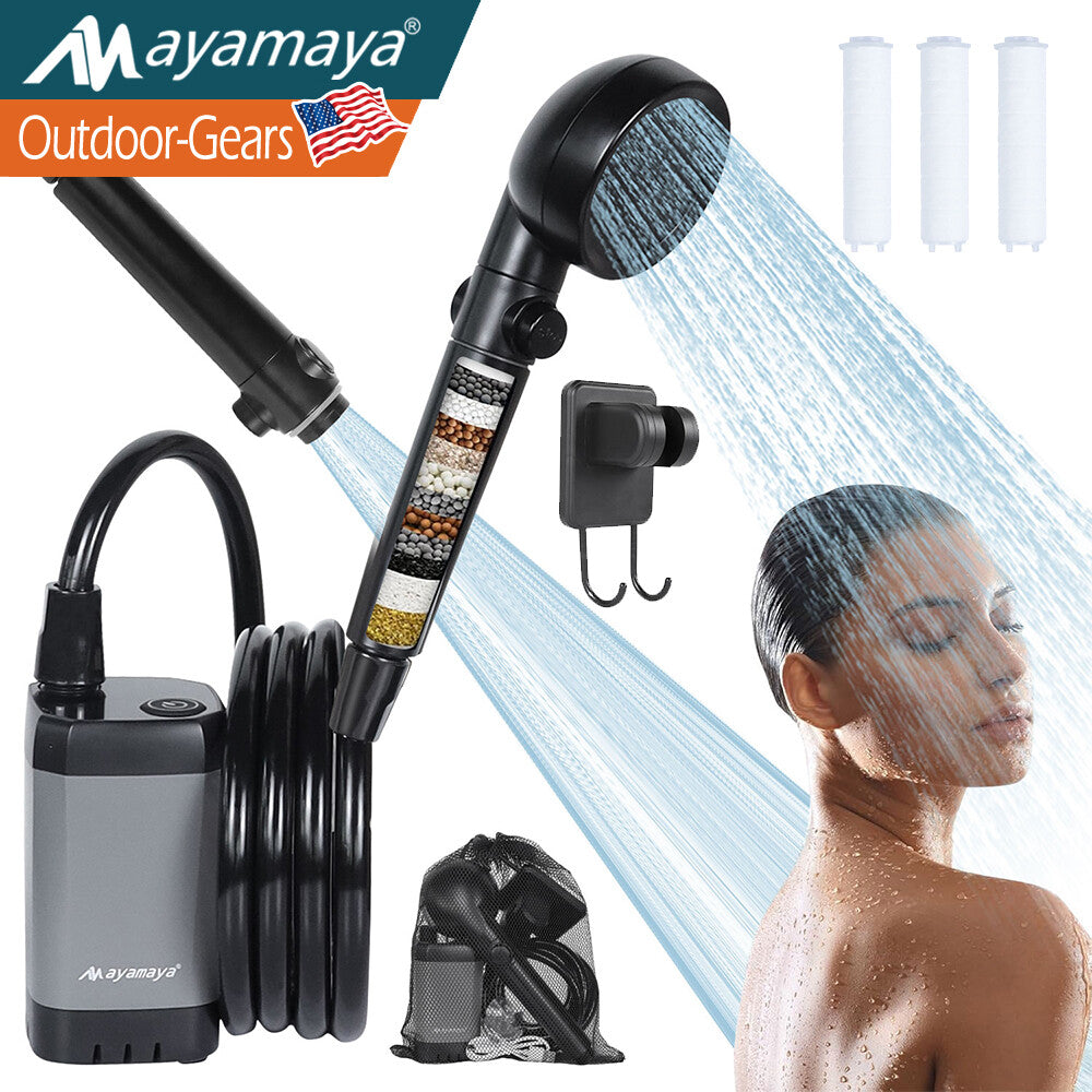 Portable Camping Shower Pump with 6000mAh Battery, Adjustable Water Modes