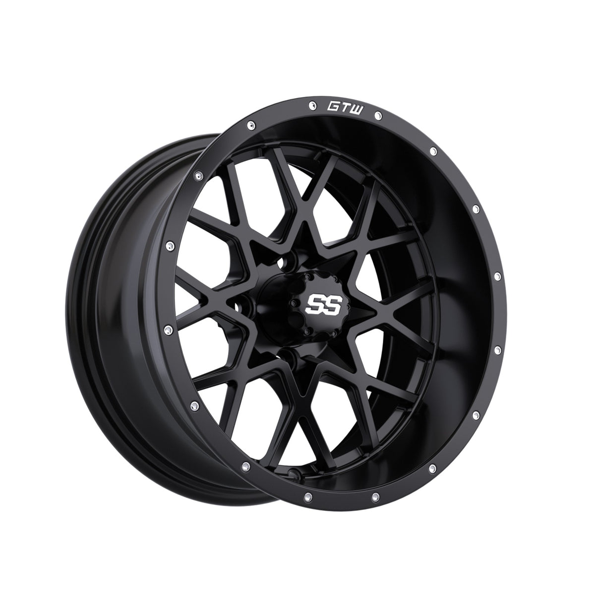 Golf Cart 14x7 Matte Black Alloy Wheel - 4x4 Bolt Pattern ET-25 Offset