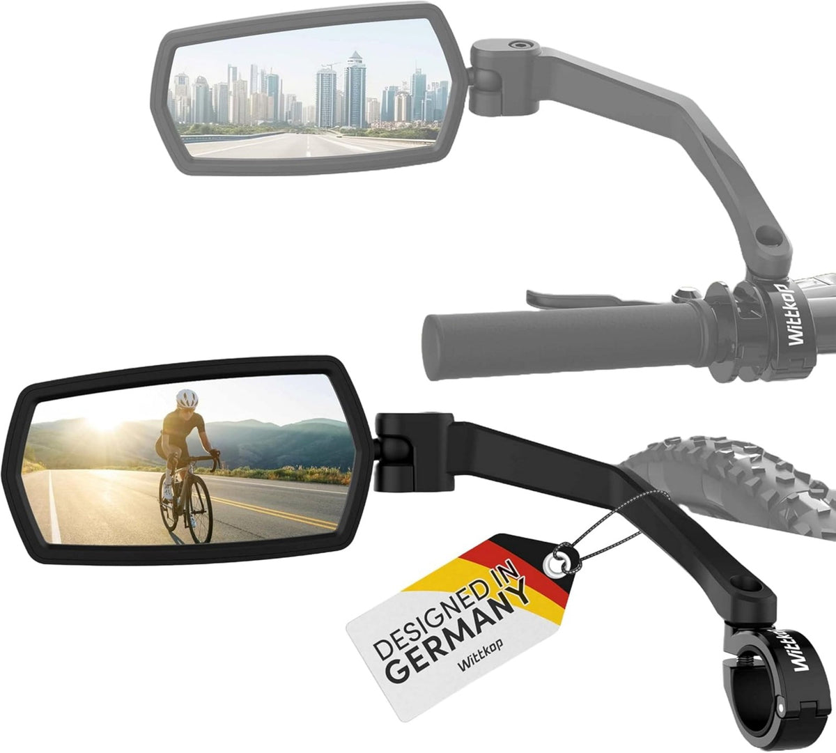 Bike Mirror Large HD 360° Rotatable & Foldable Handlebar Mirror - Durable