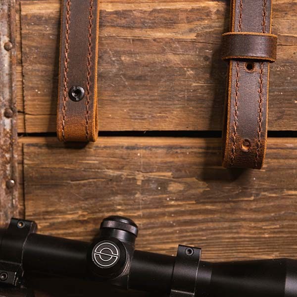 Buffalo Leather Rifle Sling - Amish Handmade 1-Inch Brown Gun Strap