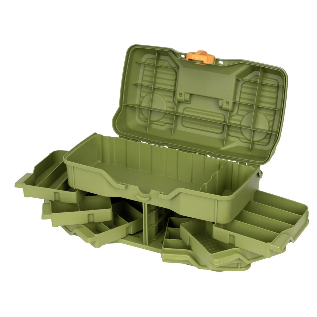 2 Pack Large Fishing Tackle Boxes - 15.5 Inch Green Storage Organizers