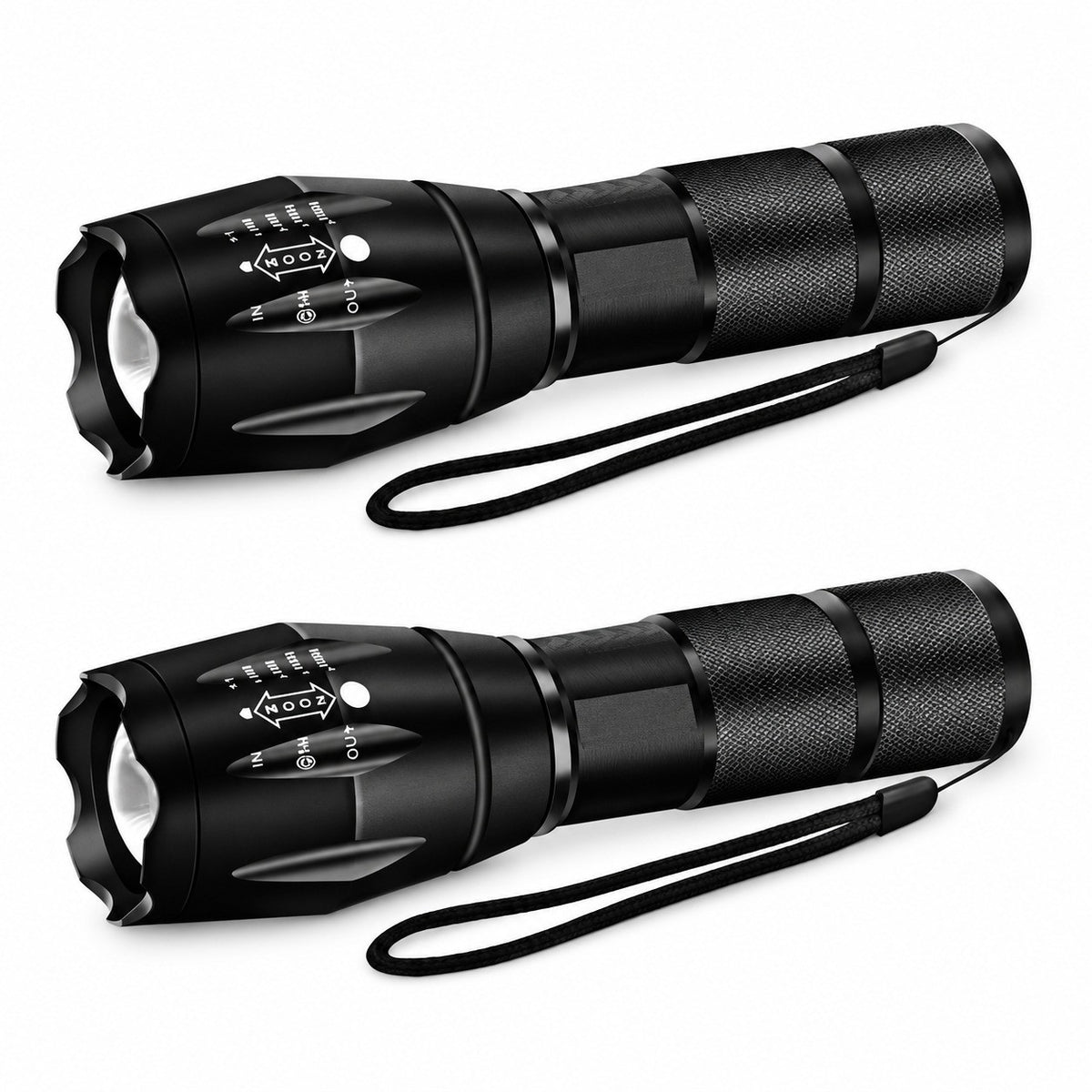 2 Pack LED Tactical Flashlights - 5-inch Aluminum Handheld Bright Light