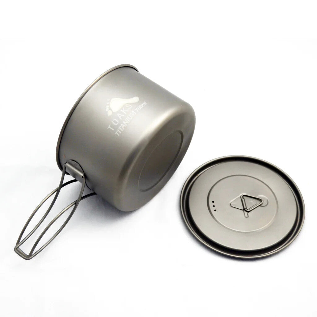 Titanium Camping Pot with Folding Handle - Lightweight Backpacking Cookware